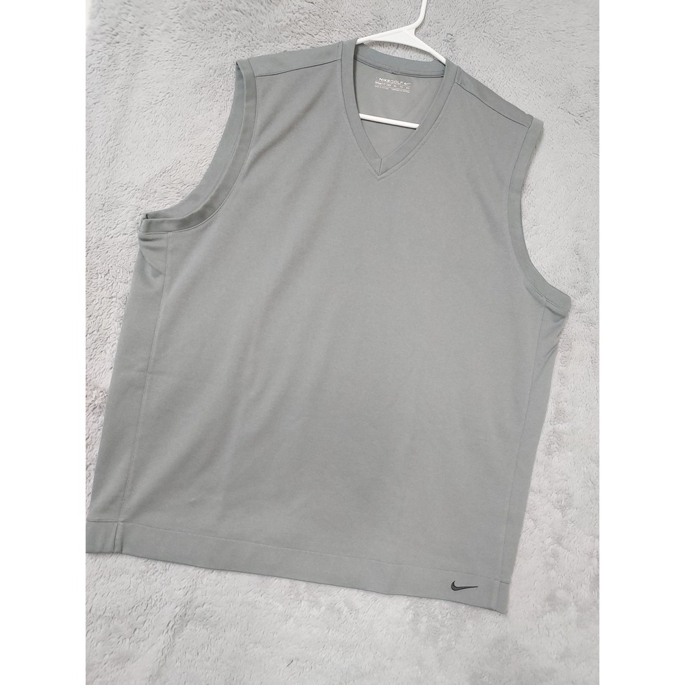 Nike Sweater Vest Mens XL Fit Dry Golf V Neck Sleeveless Gray Activewear Preppy